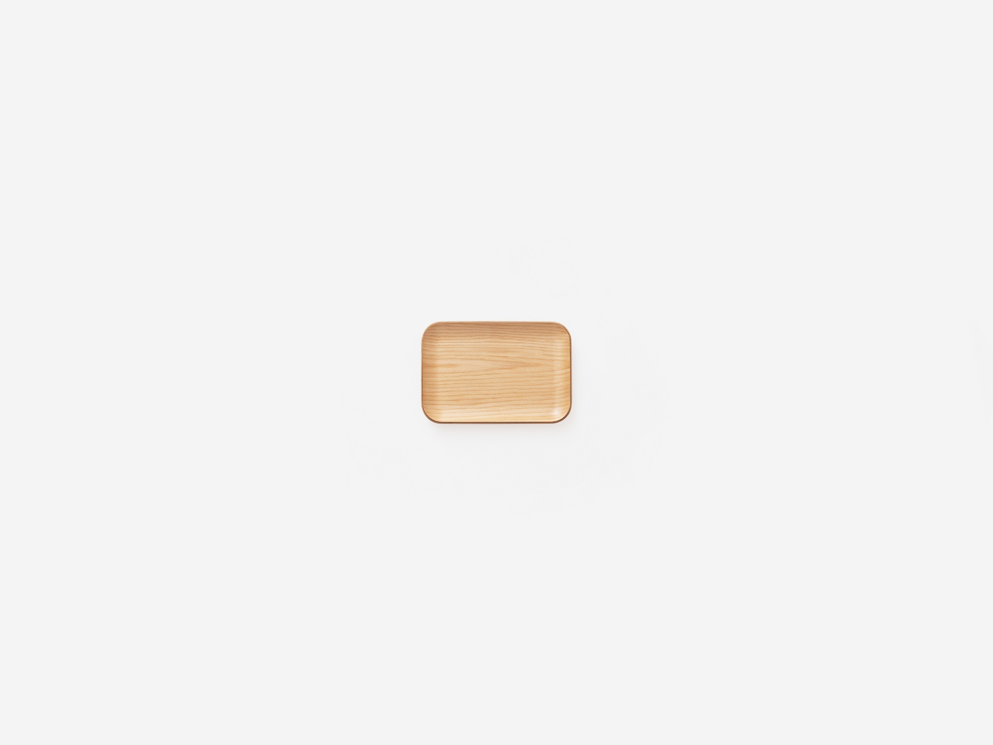 Top view of small rectangular oak serving tray